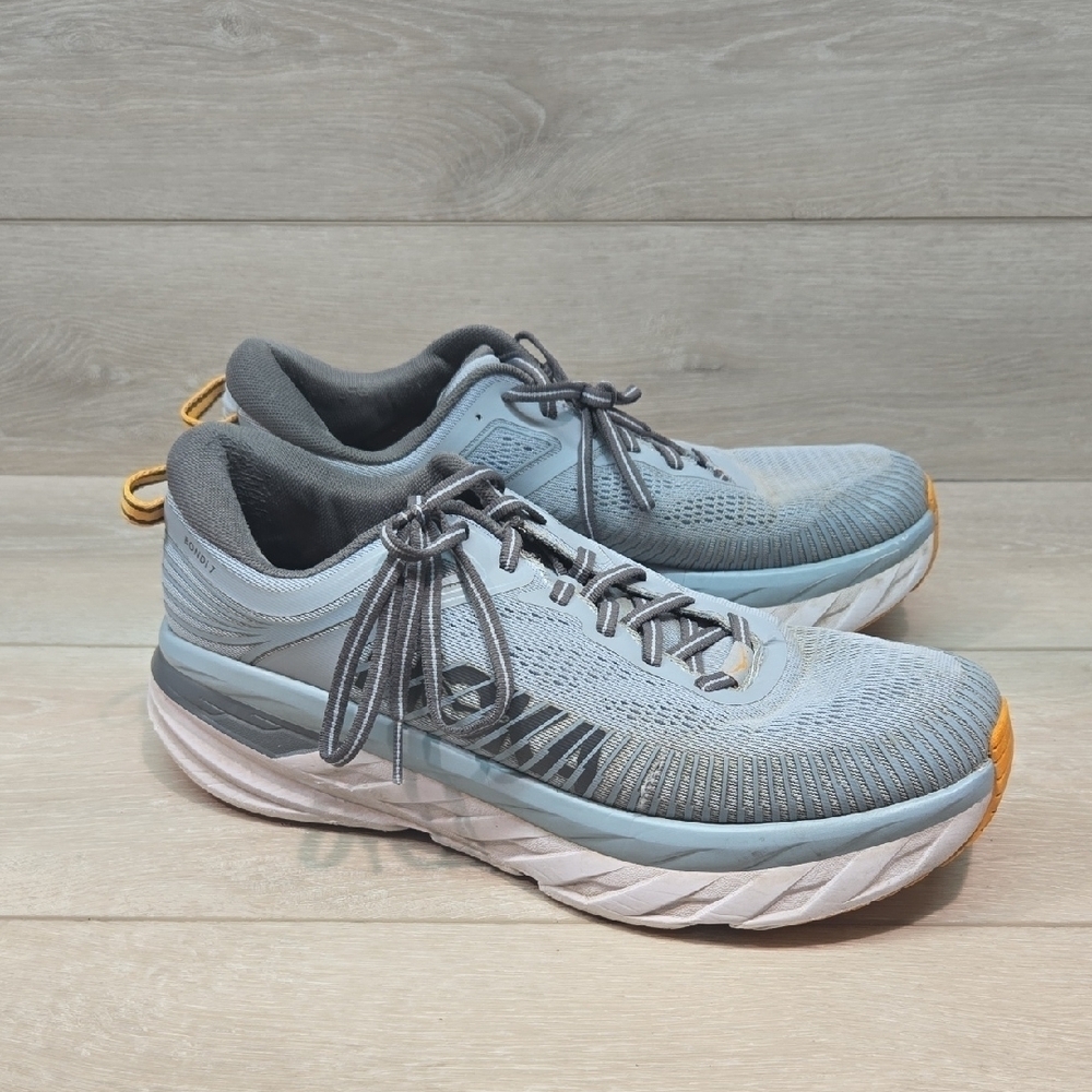Hoka One One Mens Bondi 7 Running Athletic Shoes Sneakers Sz 10.5